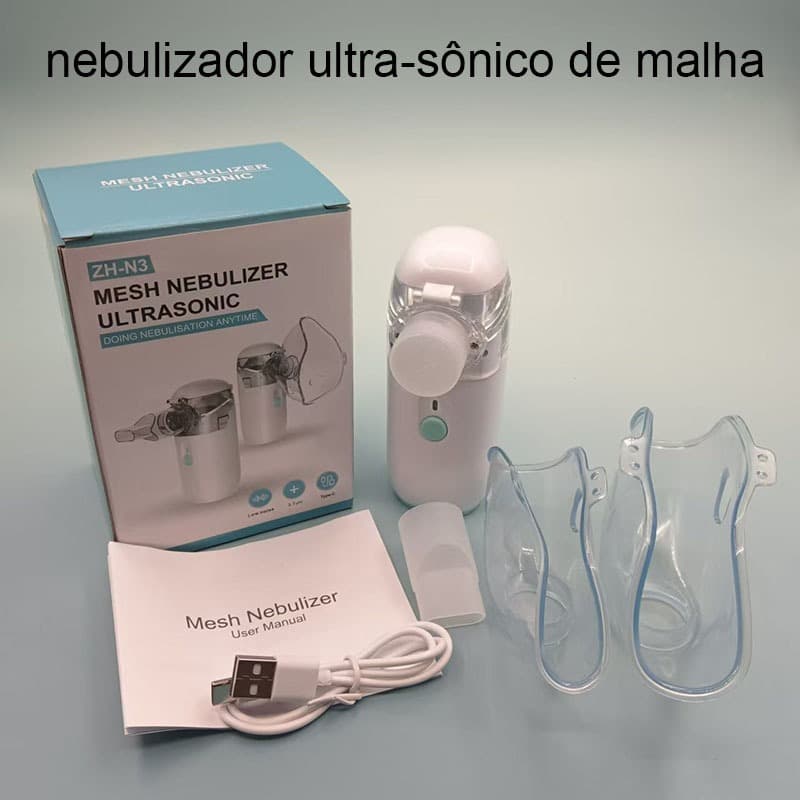 Inalador Ultrassônico Portátil Da Asma Do Atomizador Nebulizador Micro Malha Com 2 Máscaras Para Adultos E Crianças