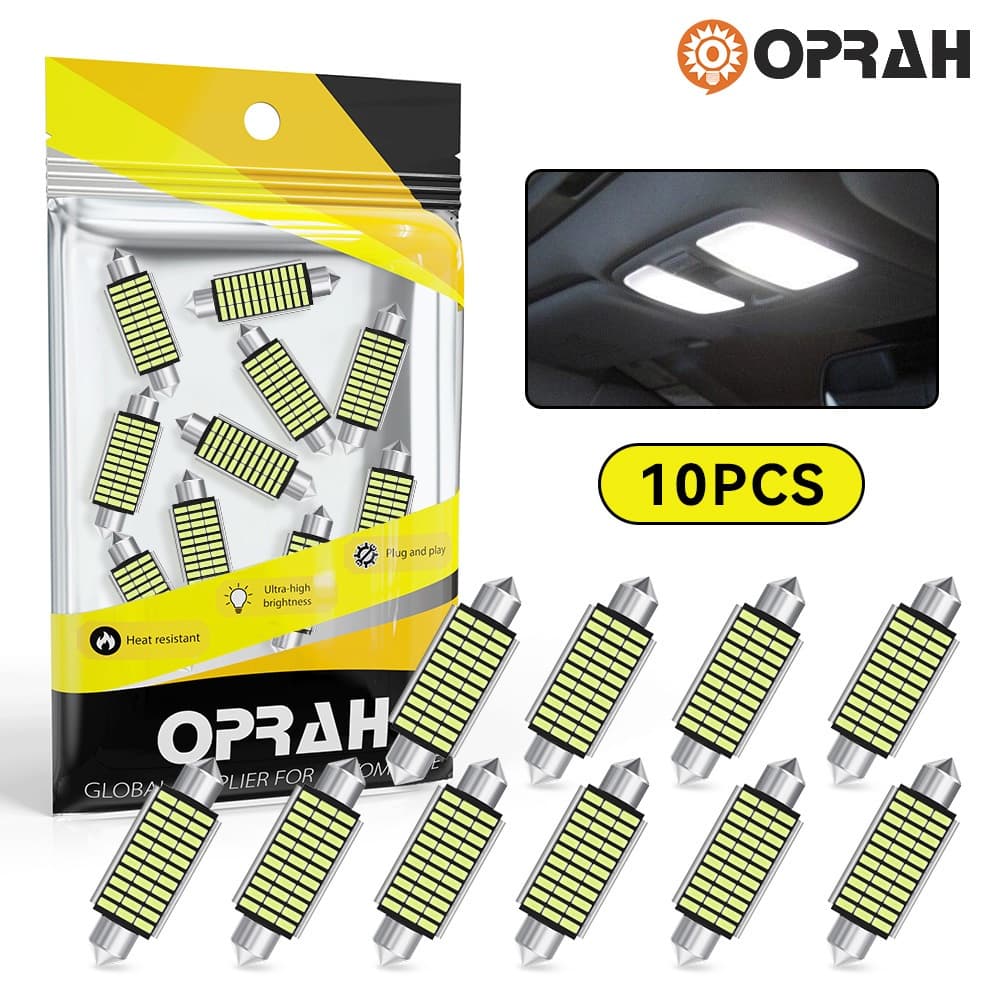 ((10 Peças) T10 3014 festão LED luz do painel Interior do carro 31MM 36MM 39MM 41MM cúpula lâmpada luz da placa de licen