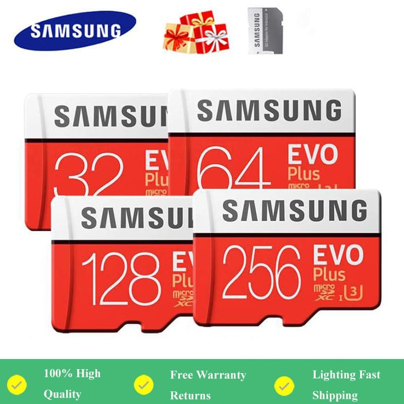 . Cartão De Memória Samsung Evo Plus 32GB/64GB/128GB/256GB/512GB Micro SDXC C10 U3 SD SDcard 95MB/s Velocidade De Leitur
