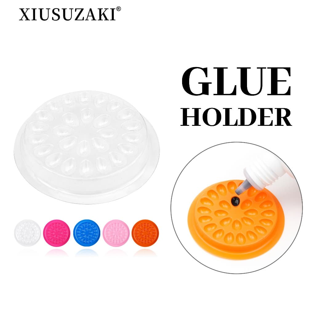 XIUSUZAKI 100 Pçs Descartável Extensão De Cílios Cola Titular Palete Suporte Plástico Almofadas Para Ventilador