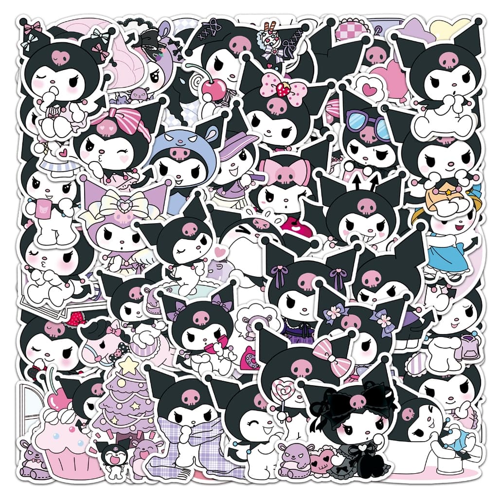 Novos 50 Peças Adesivos Sanrio Kuromi Para Laptops DIY/Capacete/Garrafa De Água/Artigos De Papelaria/Estojo De Lápis Gra