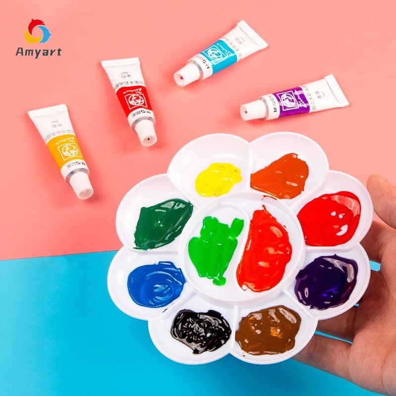 Paleta De Pintura De Flores 10 Grades Paletas Brancas De Plástico Para Em Aquarela E Acrílica Ferramentas De Desenho Por