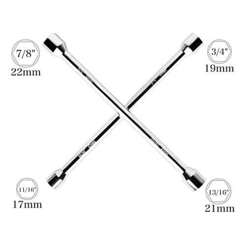 Chave De Roda Estrela Universal  Para Carro AÇO  4 Bocas 17 19 21 23mm Tipo Cruz Profissional
