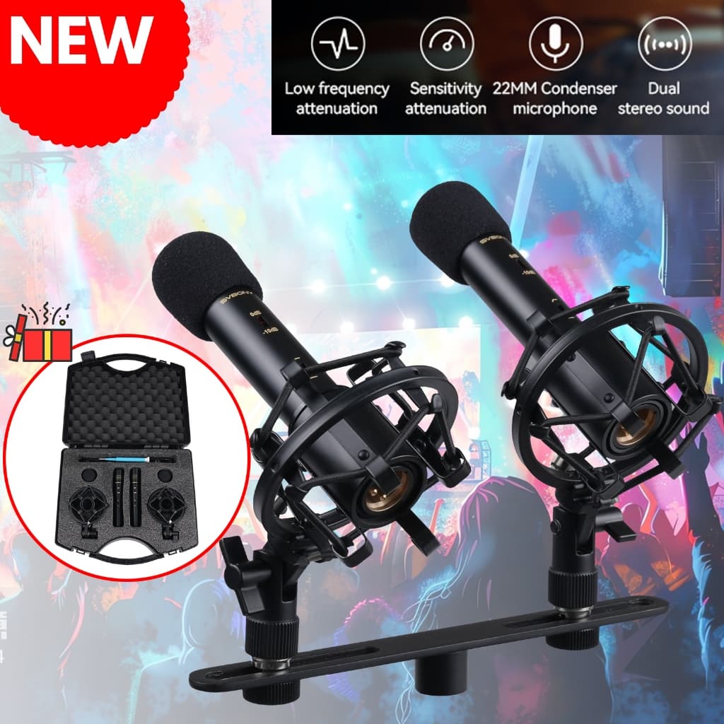 Svbony SVMic M1 Par Microfone Estéreo 3D Instrumento Condensador 22mm Cardióide 100Hz/12db Música Igreja Estúdio De Grav