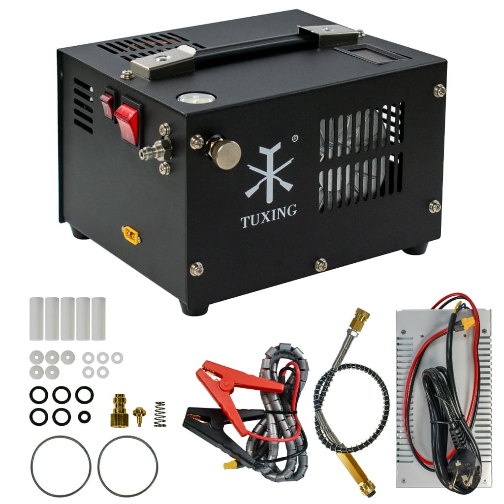 TUXING TXES061 300Bar 12V PCP Compressor de Ar Compressor de Alta Pressão com 12V Transformador 220V