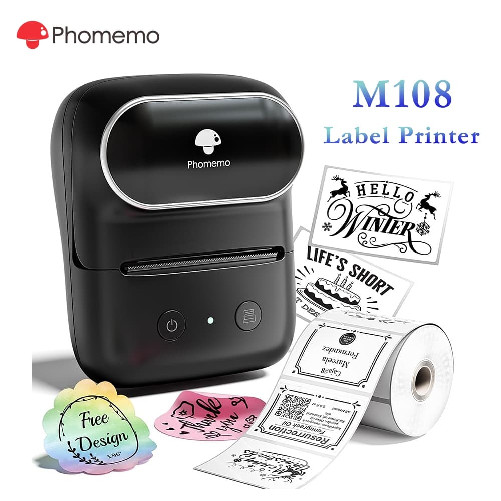Impressora De Etiquetas Portátil Phoemo M108 , Térmica Sem Tinta Bluetooth