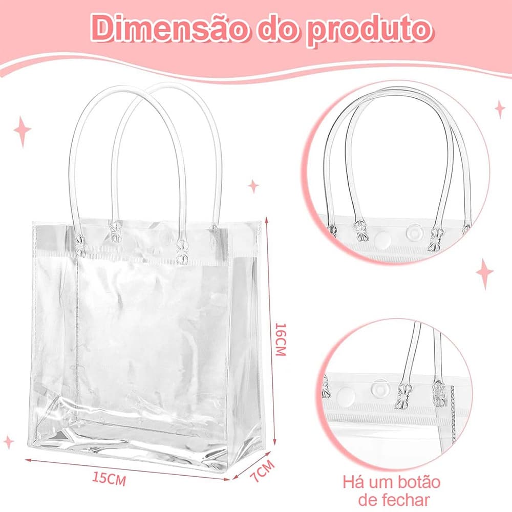 40 pacotes de bolsa transparente com alça para presentes de festa de Natal, casamento e aniversário
