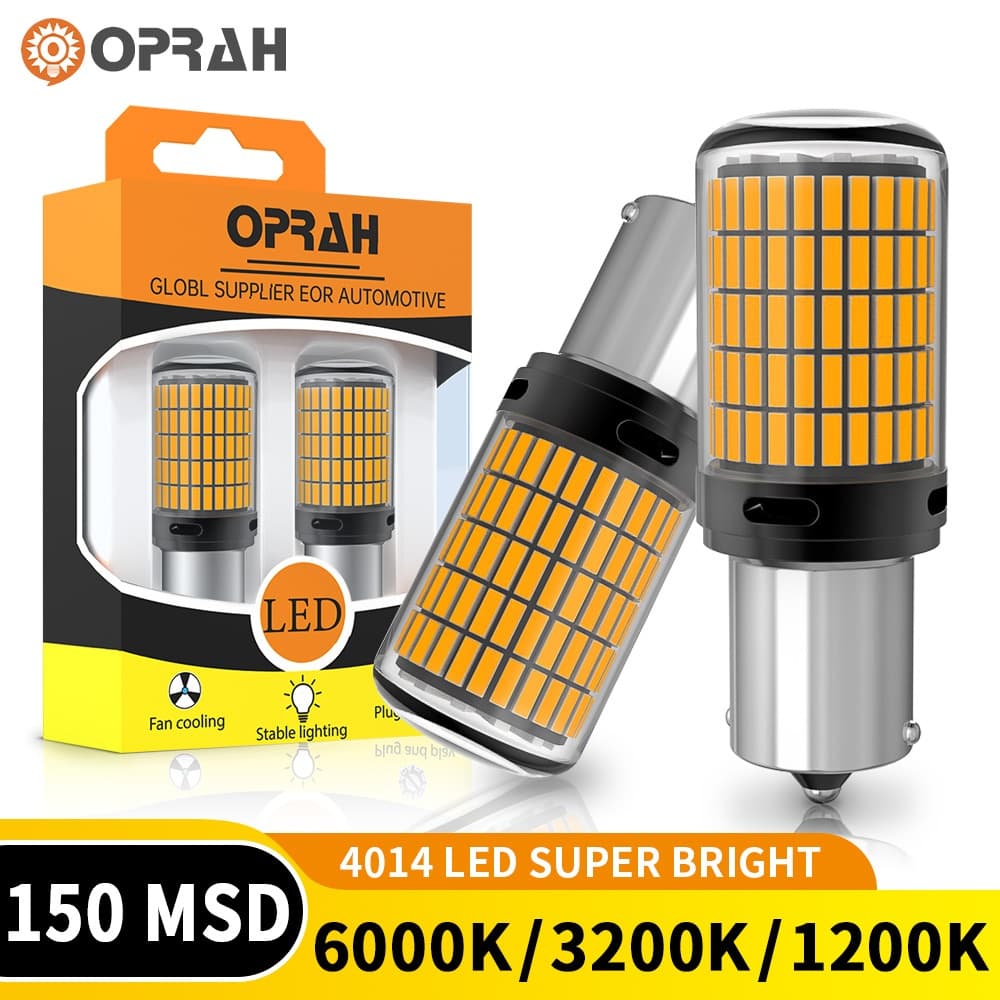 Oprah 2pcs 1156 BA15S P21W 1156 BAU15S PY21W 1157 Bay15d T20 7440 7443 Sinal de Volta Super Brilhante LED 4014 150SMD Luz de Travagem da Cauda LED Lâmpada de Inversão de Luz para Carro 12V