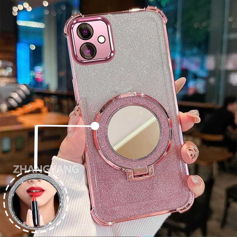 Capa Para Moto G54 G84 Quatro Cantos flash anti Queda Caso De Telefone Estético Retoque Espelho Novo design Suporte Mão