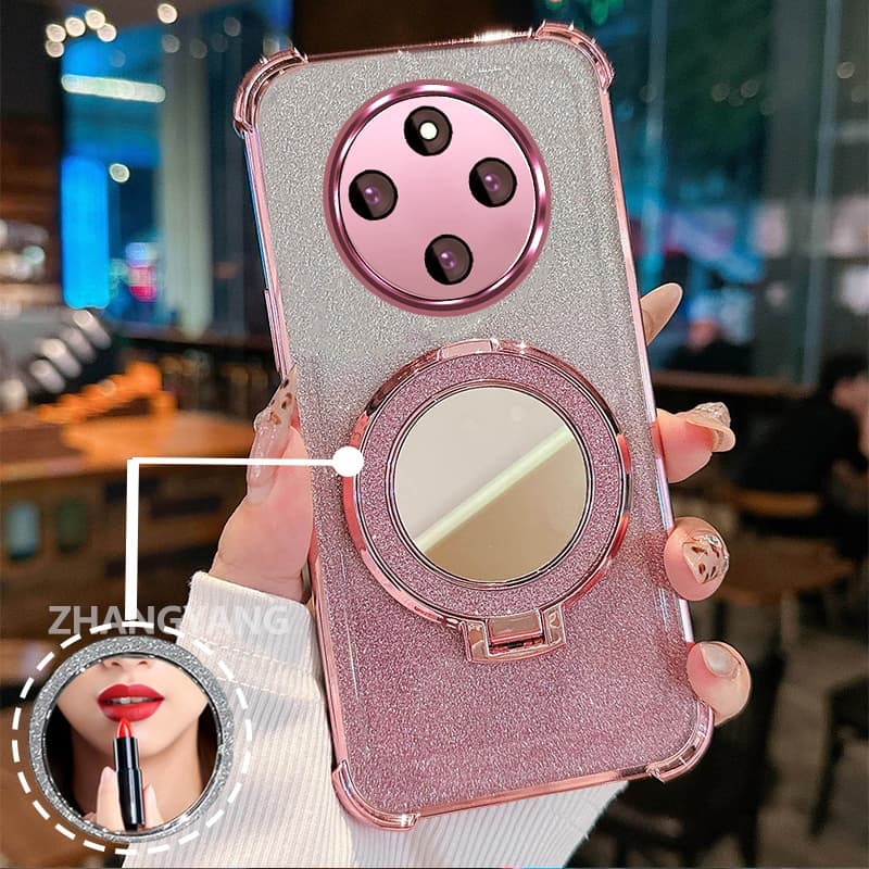 Capa Para Redmi 14C Quatro Cantos flash anti Queda Caso De Telefone Estético Retoque Espelho Novo design Suporte Mão TPU
