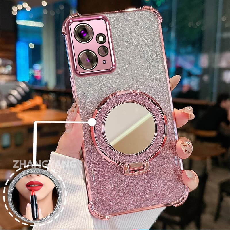 Capa Para Redmi Note 12 4G , Quatro Cantos , flash , anti-Queda , Estética , Espelho De Retoque , Novo design , Suporte
