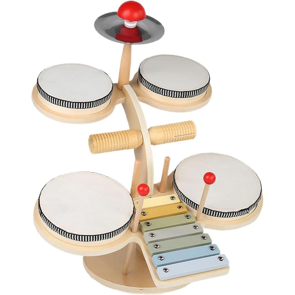 Conjunto De Bateria Infantil Para Crianças , Xilofone De Madeira E Kit De Instrumentos Musicais Musical De 8 Em 1 , Mont