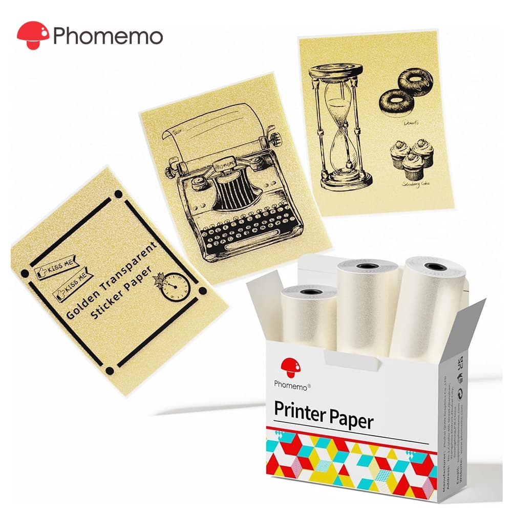 Adesivo Térmico Phoemo 50mm Com Brilho Dourado Para Impressora T02 M02 M03 M04S M04AS
