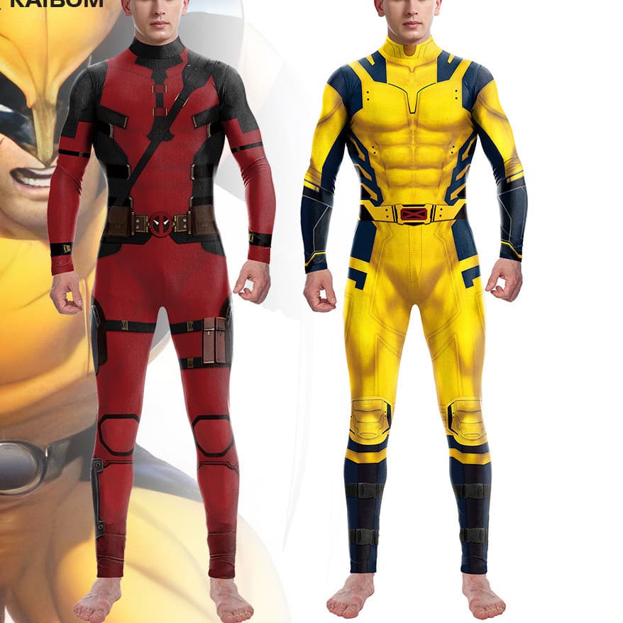 Halloween Deadpool 3 Wolverine Hornet 3D Macacão slim fit