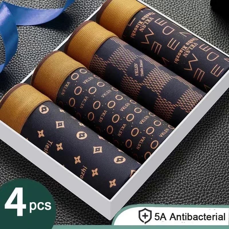 Kit 4 Cueca Boxer Masculino Íntimo Para Homem Boxers Tex De Seda Impresso Gelado Animado