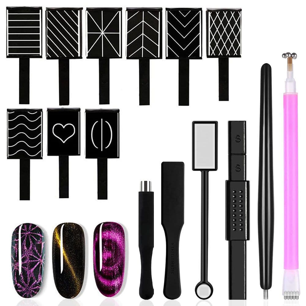 SILPECWEE 15 Unidades Conjunto De Ímãs Para Unhas Em Gel Olhos De Gato Esmalte Magnético Varinha Magnética Ímã De Olho V