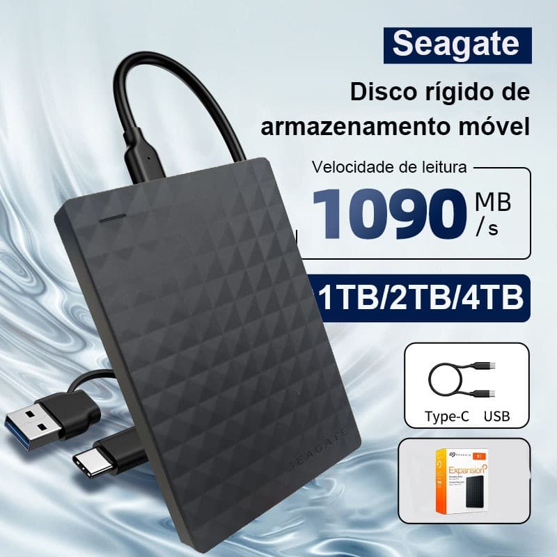 Seagate 1TB/2TB/4TB HD Disco Rígido Externo USB 3.0 Velocidade De Transmissão Rápida Para Arquivos Grandes SSD