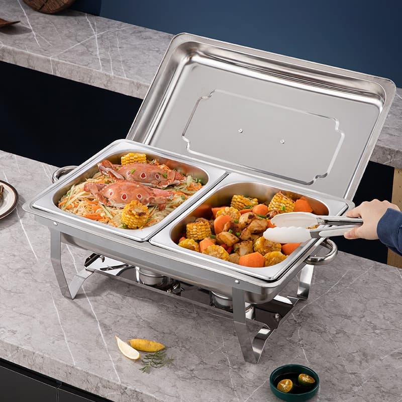 Rechaud Inox 9 Litros 1/3 ou 1/2 Panelas Banho Maria 3ou 2 Cubas Buffet
