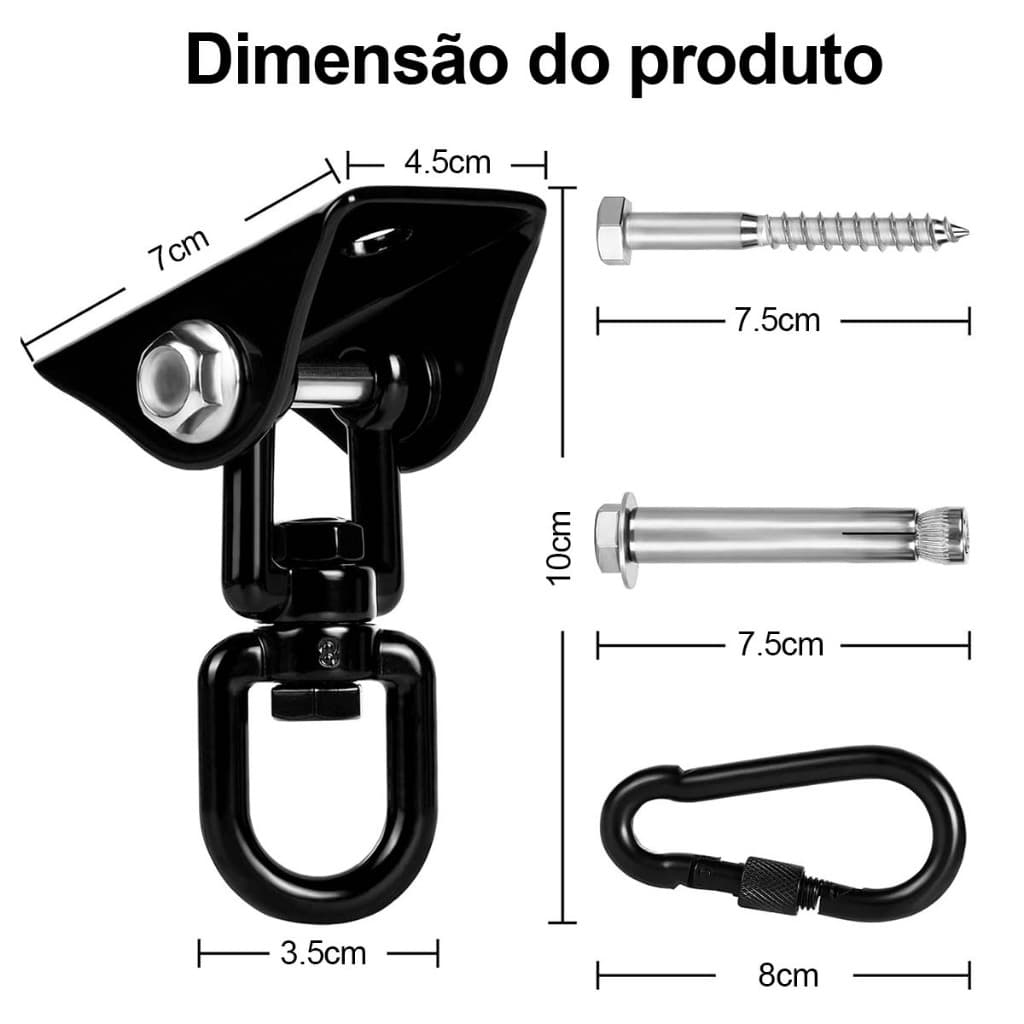 Gancho giratório para cadeira de balanço, 2 peças, suporte para teto