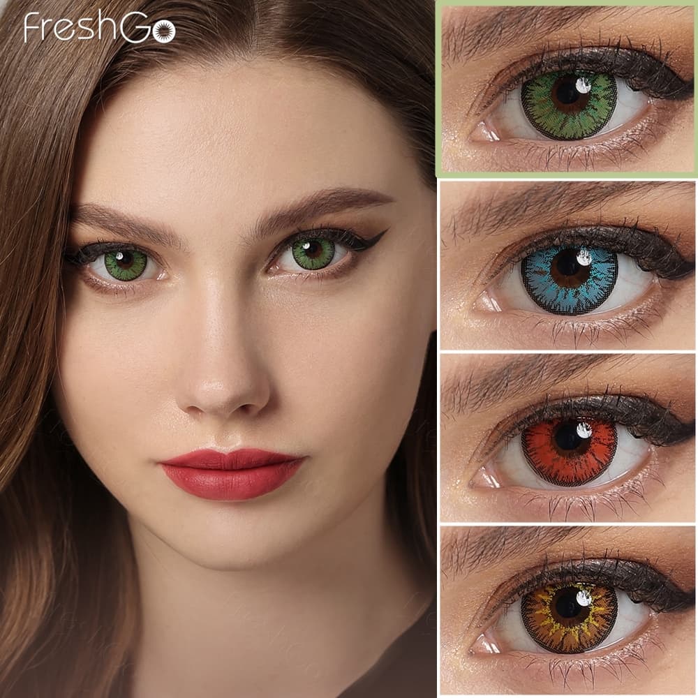 Freshgo Cosplay Lente De Contato Halloween Role-playing Lentes Colorida Anual Vampiro Vermelho/Verde/Azul 1 Par