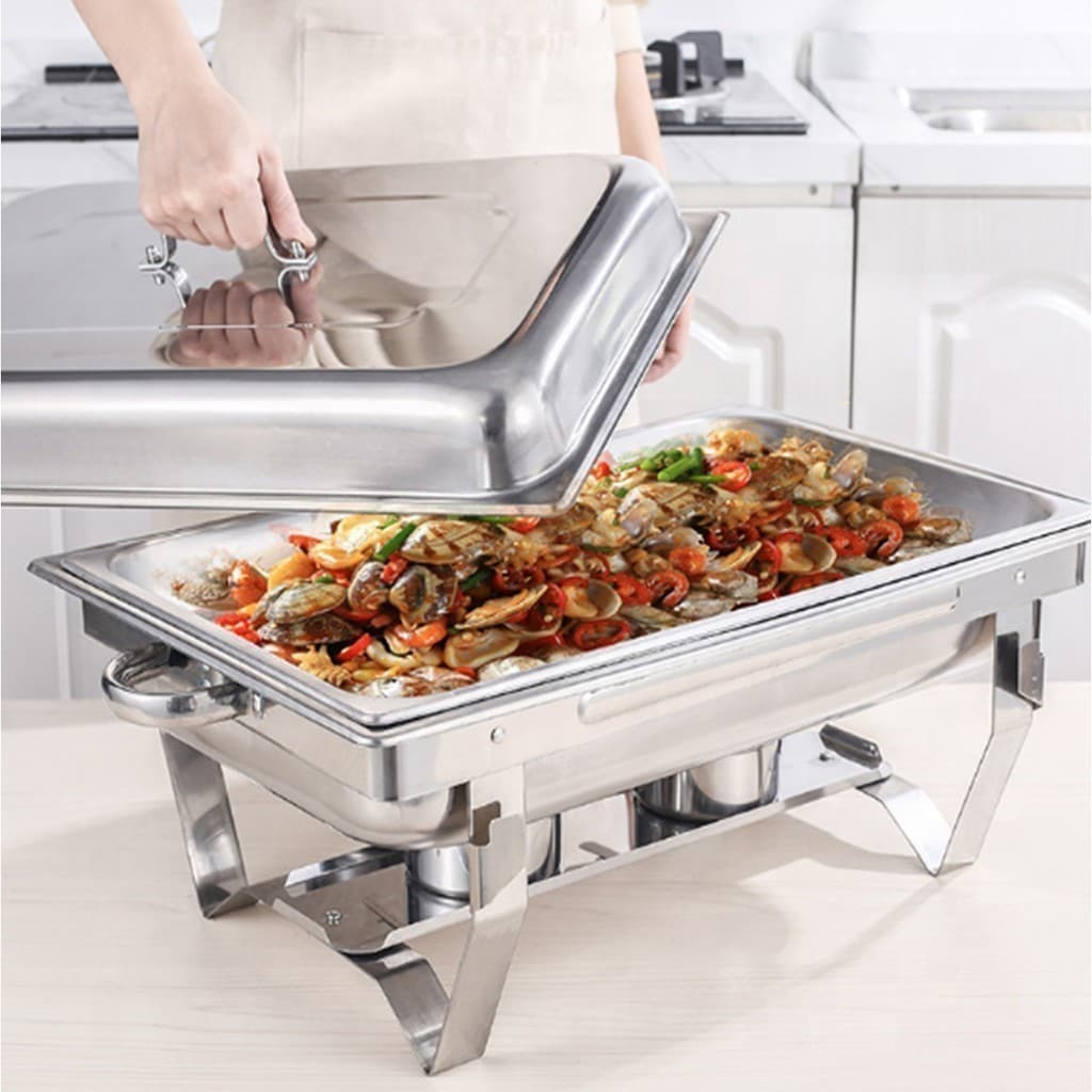 Rechaud Profissional Inox 12L com 1, 2 ou 3 Divisórias para Buffet Festas Eventos