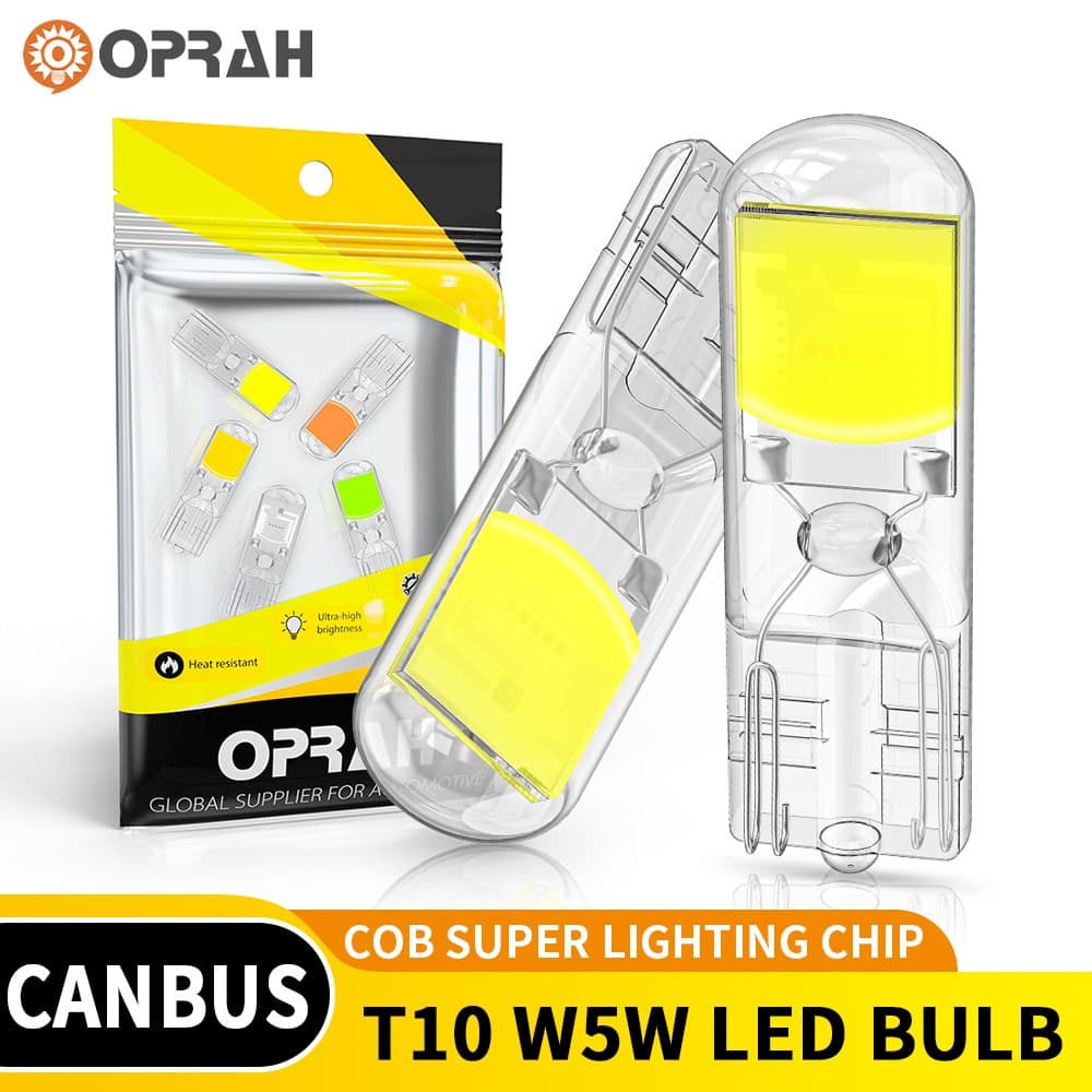 Oprah 2pcs Super Brilhante Lâmpada LED T10 Lâmpada de vidro COB Lâmpada de vidro COB Lâmpada de estacionamento Sinal de volta 12V