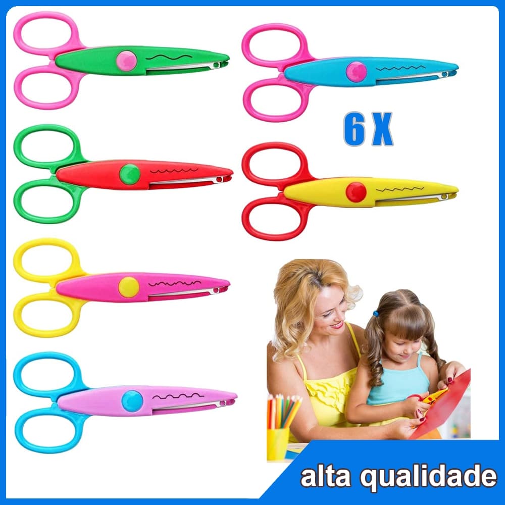 Tesoura artesanal infantil 6 tesoura de borda espinha de peixe faça você mesmo tesoura de corte de papel