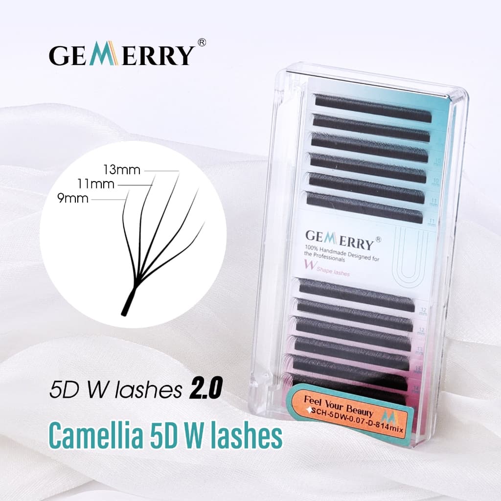GEMERRY Camélia 5D W Forma Extensões De Cílios Diferentes Comprimentos 5D Em De Postiços Natural Macio Pré-Fabricado Fan