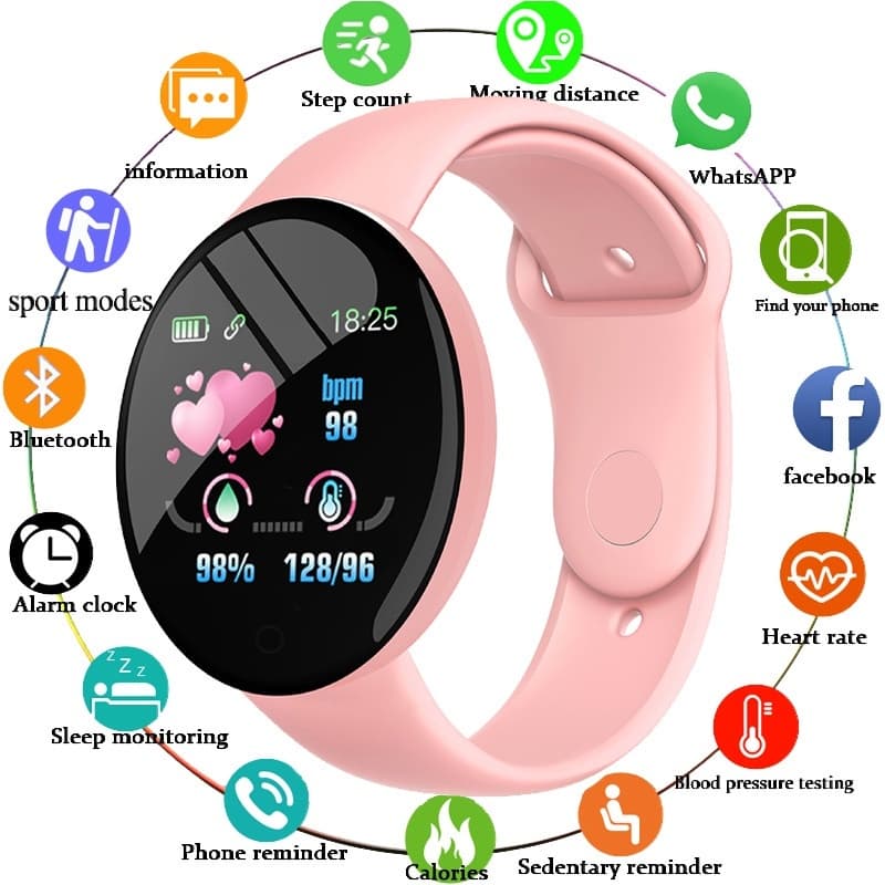 D18 Bluetooth Inteligente À Prova De Choque Aptidão Gravação De Frequência Cardíaca Relógio Lembrete De Informações Funç