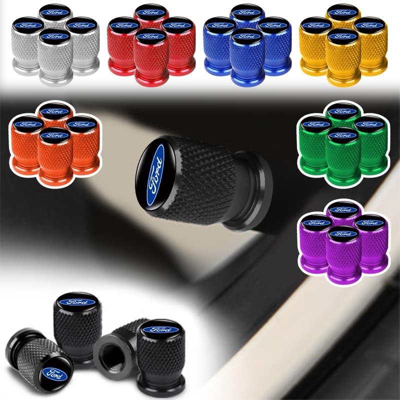 4pcs Alloy Threaded Car Valve Leak-proof Cap Car Logo Wheel Tire Cover for Ford Kuga Fiesta Focus Mondeo Mk1