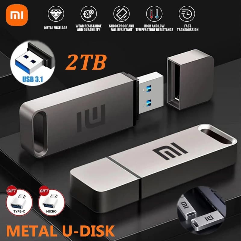 Xiaomi USB 3.1 Flash Drive 2TB PenDrive Metal À Prova D'Água Transferência de Alta Velocidade Adaptador Gratuito