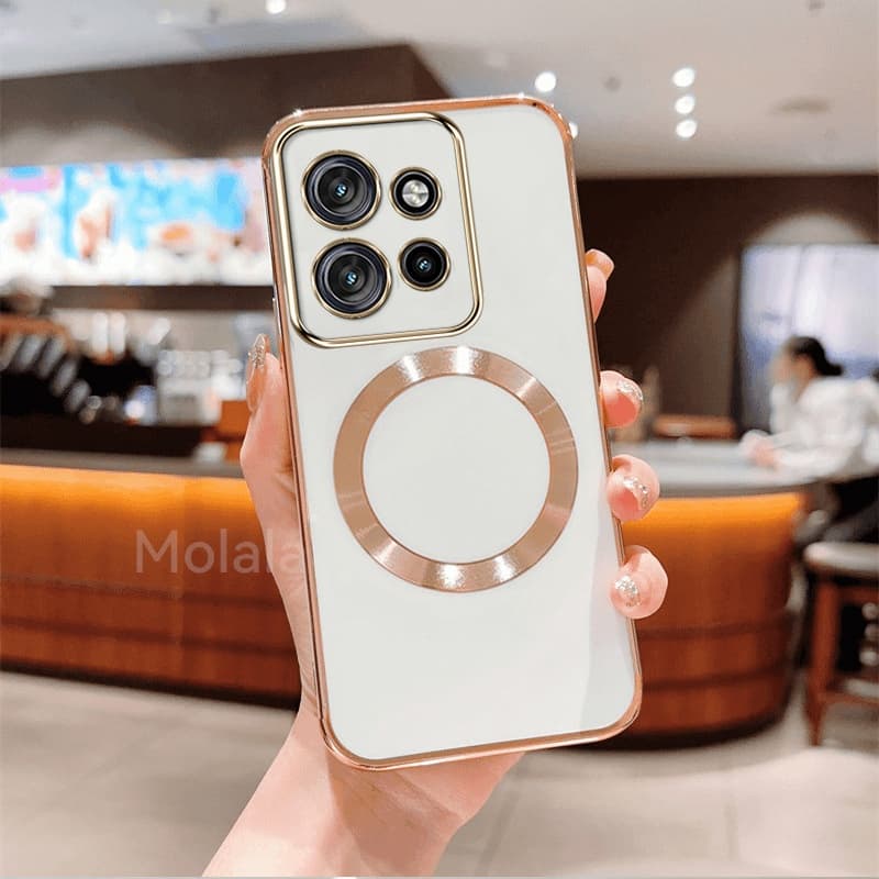 Capa De Telefone Para Motorola Moto G75 G56 G86 G14 5G metal Magnético Traseira De Silicone Macio