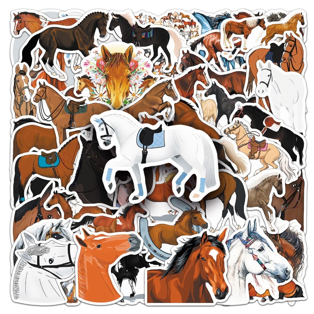 50 Peças Engraçado Dos Desenhos Animados Cavalo Adesivos Para Caso De Telefone Skate De Carro Graffiti À Prova Dwaterpro