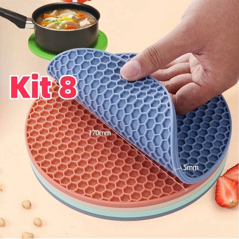 Kit 8 Tapetes De Silicone Para Descanso De Colher De Panelas Com Almofadas Quentes Multiuso