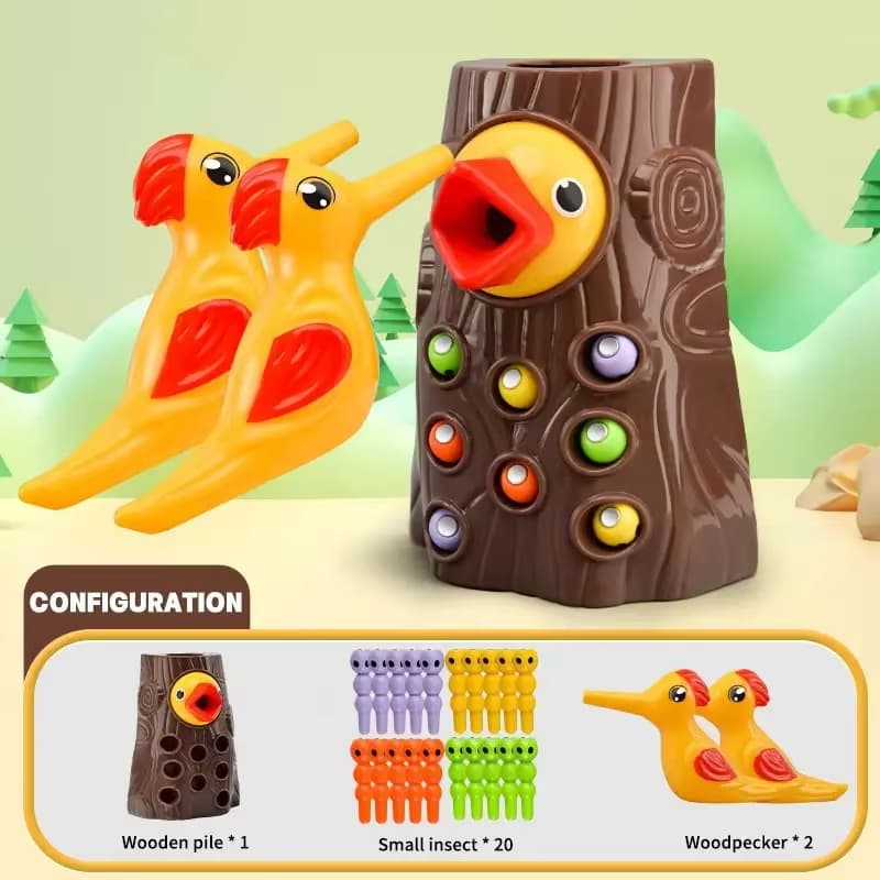 Novo Pica-Pau De Brinquedo Montessori Magnético Apanha Insetos De Minhocas Pequenos Pássaros Alimentando Brinquedos De Jogo Para Crianças Educativos Familiares