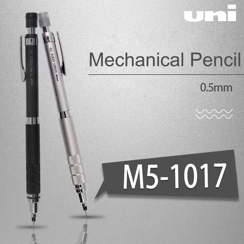 UNI M5-1017 Kuru Toga Roleta Modelo Lápis Mecânico Preto/Prata KURUTOGA 0.5mm