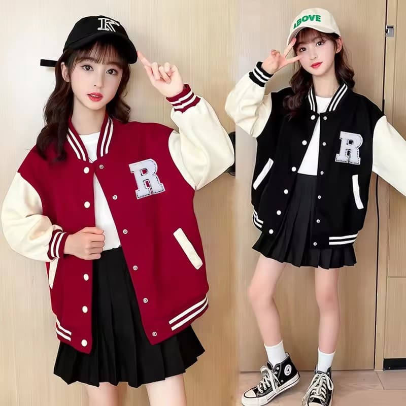5-14 Anos Meninas Jaquetas De Beisebol Primavera Outono Adolescentes Crianças Esportes Outerwear Casaco Roupas