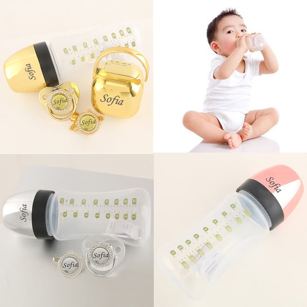 Mamadeira Personalize qualquer conjunto de chupeta de garrafa de nome