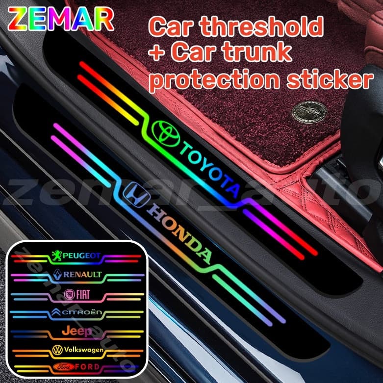 1/4 Peças Adesivo De Soleira De Porta De Carro Reflexivo Colorido Limite Protetor Anti Arranhões Proteção HR-V Fit Civic