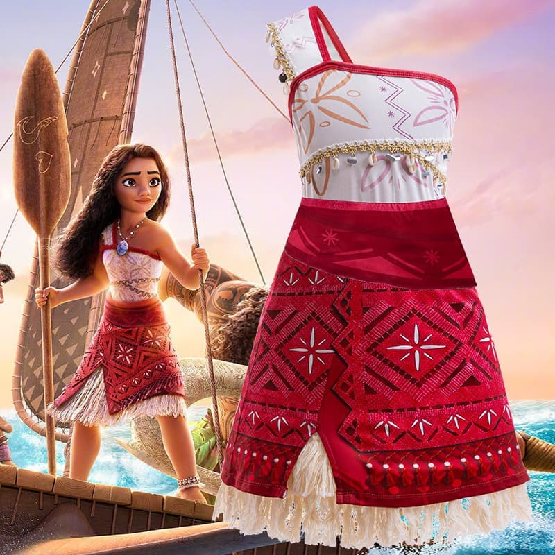 Moana 2 Cosplay Meninas Vestido De Princesa Verão Um Ombro Festa De Aniversário Presente 2-12 Anos Roupas Infantis