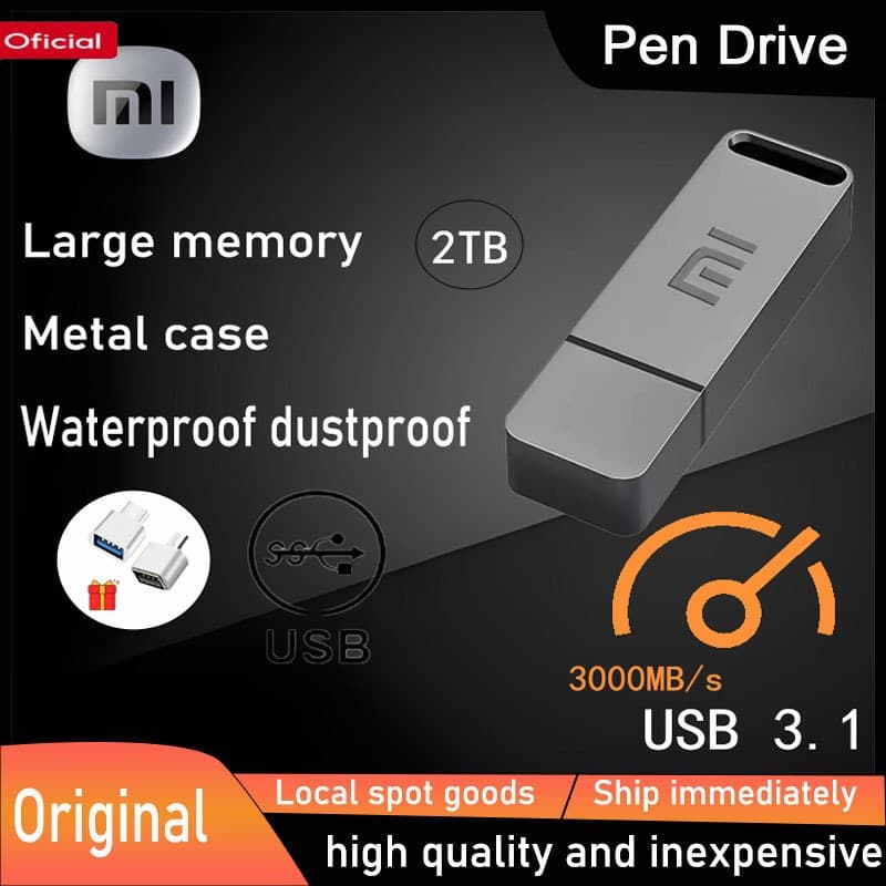 MI Pen Drive USB 3.1 Unidade Flash Portátil À Prova D'água E De Poeira De Grande Capacidade OTG