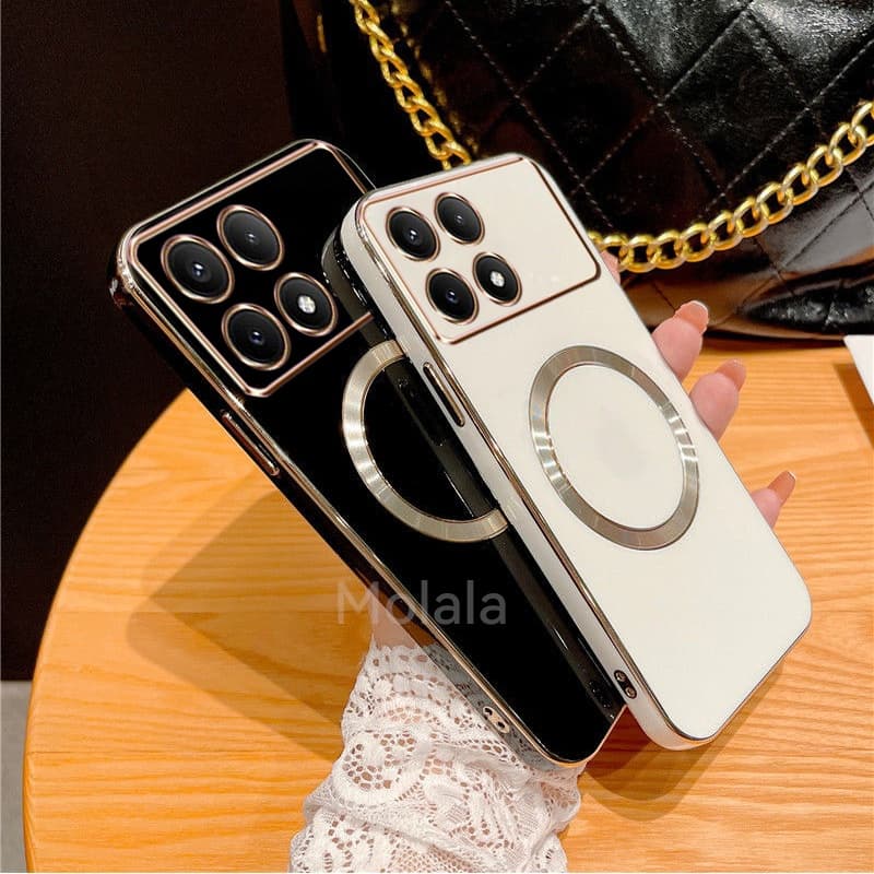 Capa De Para Xiaomi POCO X6 Pro F6 F5 M6 pro 4G Carregamento De metal Magnético Silicone Macio À Prova De Choque