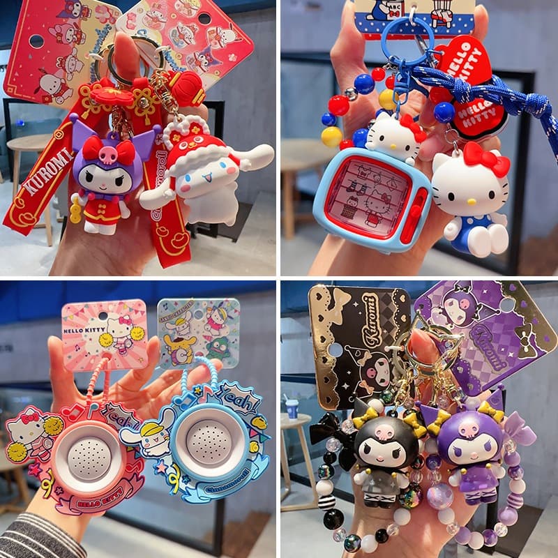 Em destaque Desenho animado 64 PCS Kuromi Sanrio Chaveiro Pingente Casal Bolsa Escolar Pingente