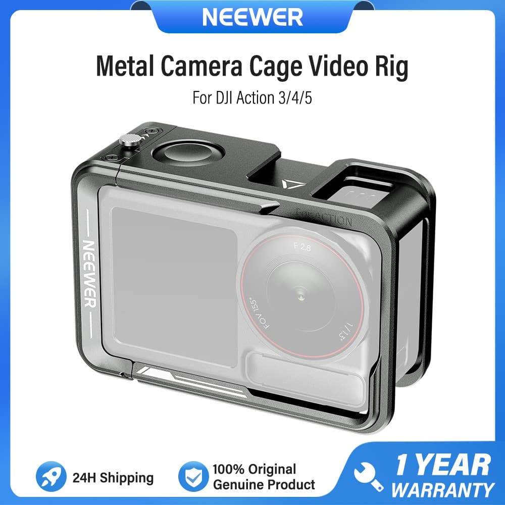 Gaiola De Câmera NEEWER AC014 Compatível Com DJI Osmo Action 5 Pro 4 3 , Equipamento De Vídeo De Metal Protetor Sapata F