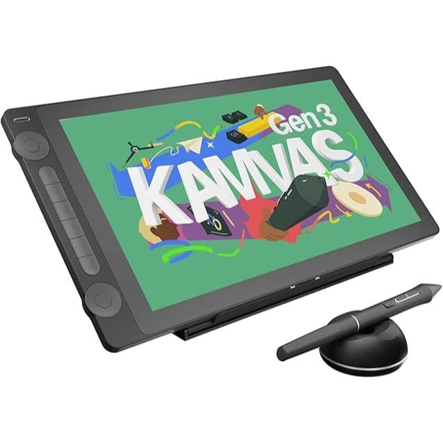 HUION KAMVAS 16 (Gen 3) Tablet De Desenho Com Tela Suporte , Arte QHD De 15.8 Polegadas 2.5K Vidro Anti-Brilho Laminado