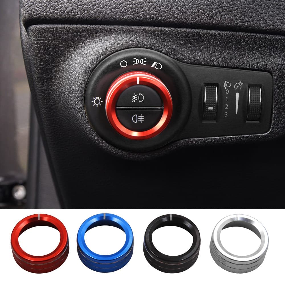 Jeep Compass/Renegade/Cherokee 2016-2021 Interruptor de farol de carro com anel decorativo para ajuste de lu