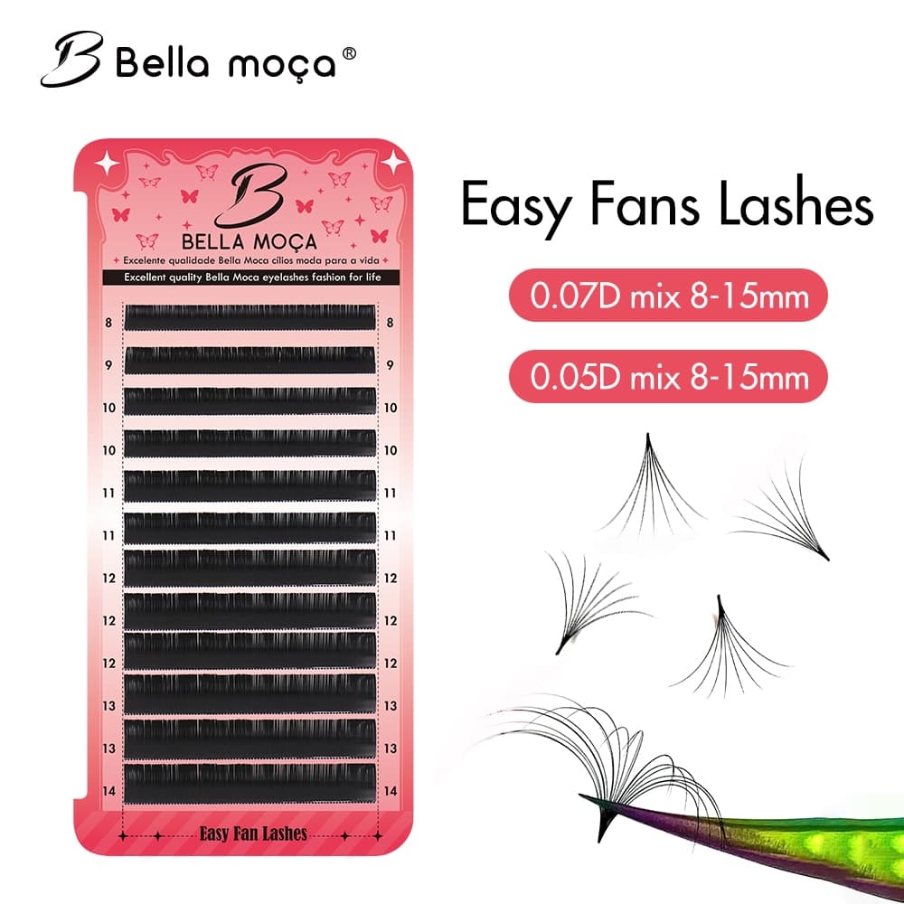 Cilios  Volumes Bella Moça Mistos Comprimento easy fan-0.07D-8-14mix