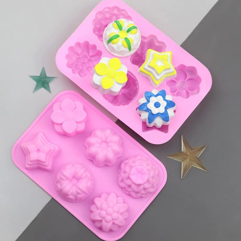 Molde De Silicone Com 6 Buracos , Para Decoração De Bolo , Pudim , Gelatina , Sabonete Artesanal , Ferramenta De Cozimen