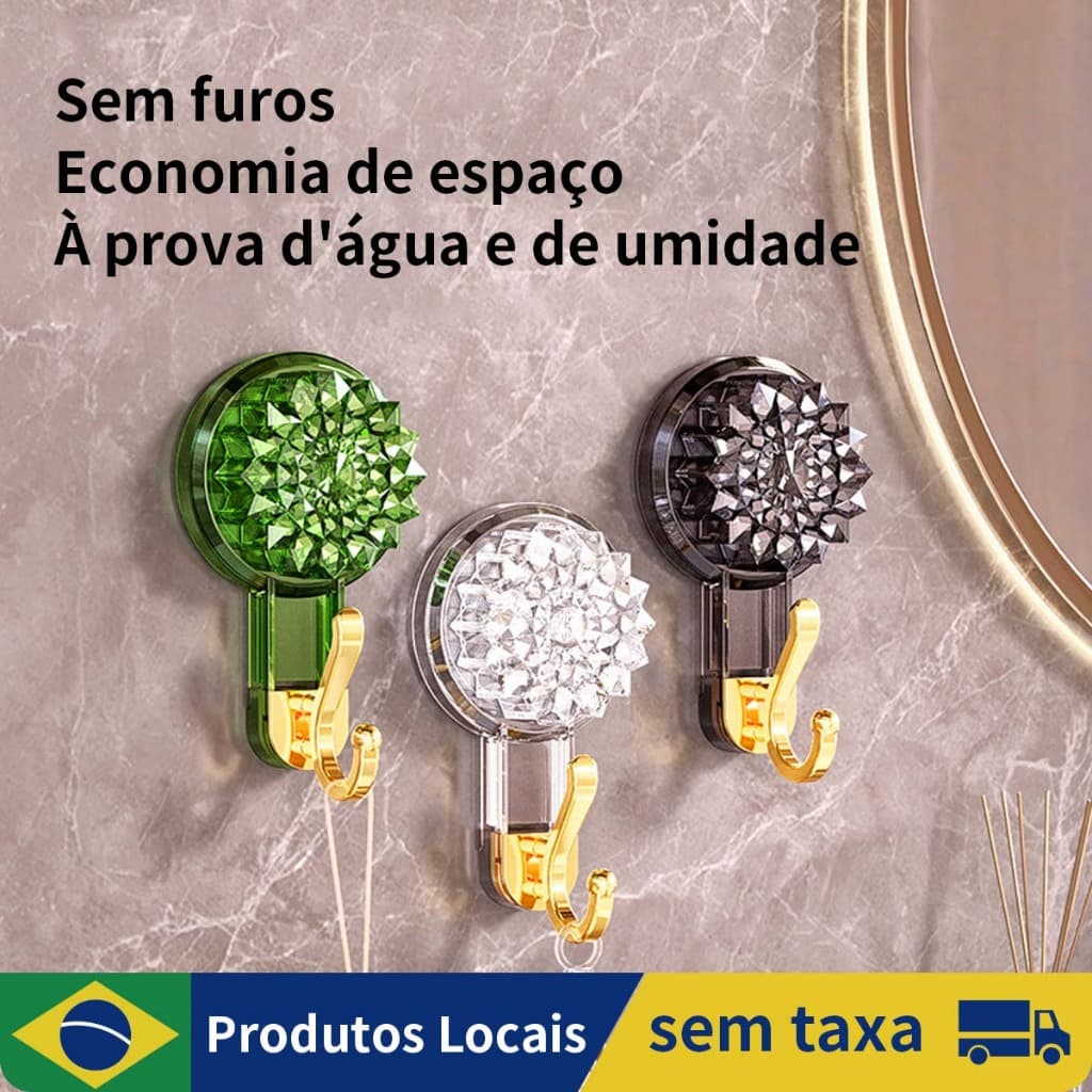 rack De Armazenamento Montado Na Parede , Gancho Forte , Sem Necessidade De Perfuração , Para Banheiro