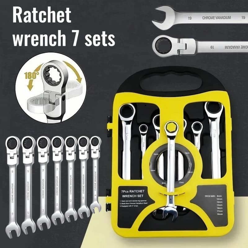 Kit 7 Peças Chave Ferramenta Combinada Catraca Boca Profissional